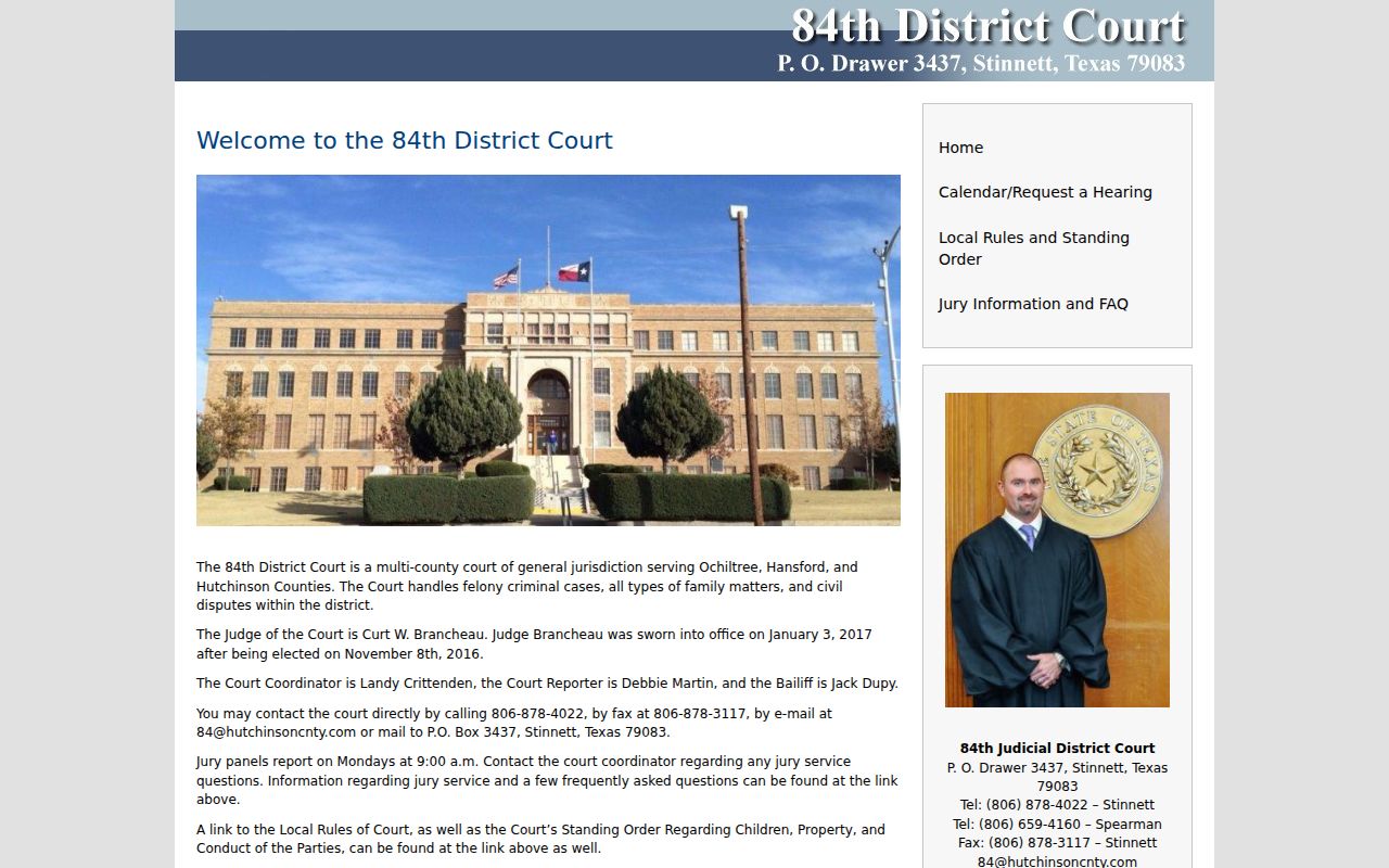 Hansford County bench warrant 84th District Court jurisdiction
