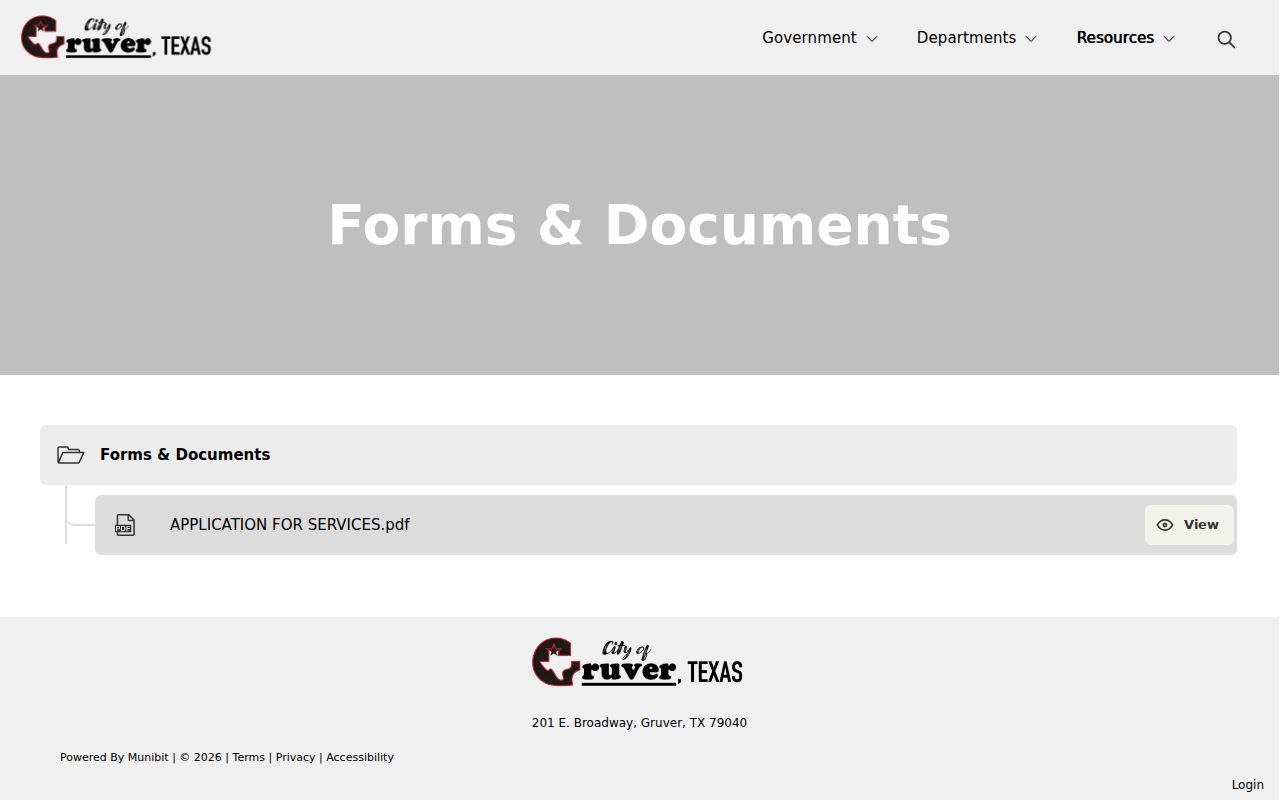 Gruver warrant records official city forms and document list