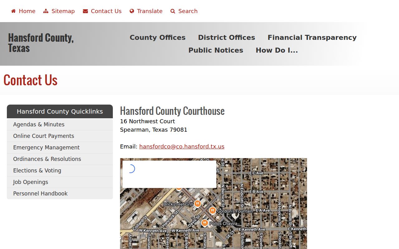 Hansford County warrant check courthouse contact details